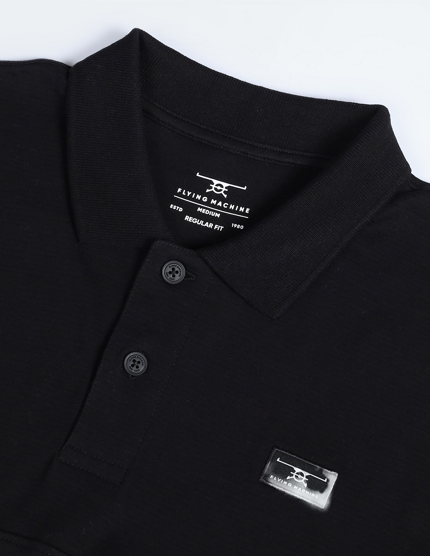 Flying Machine Solid Cotton Polo Shirt