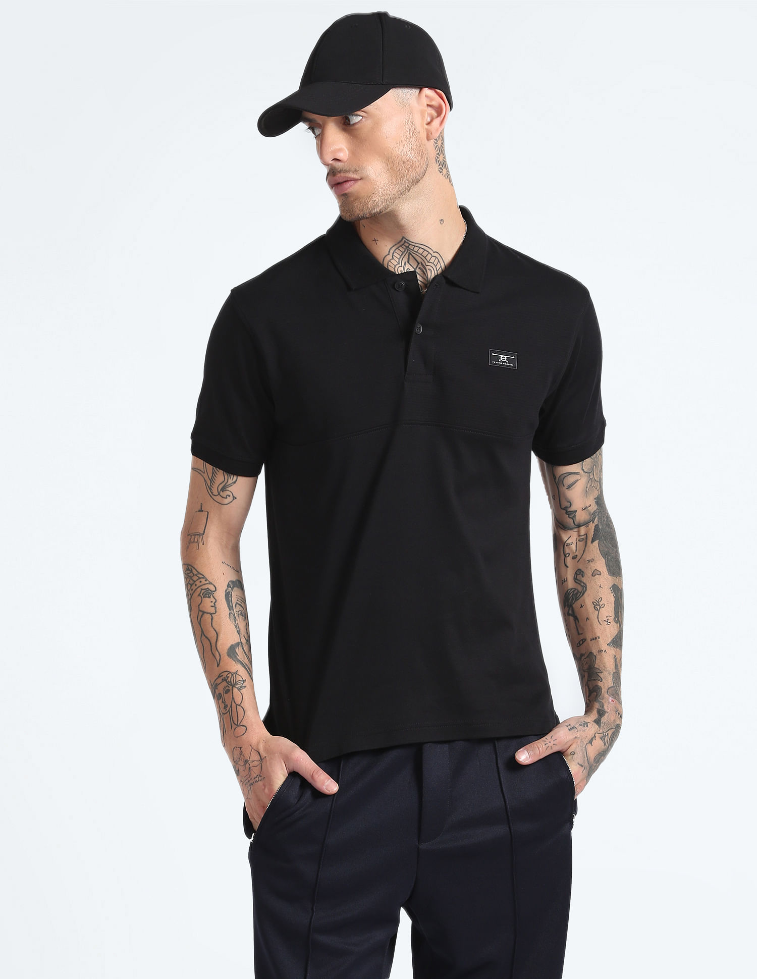 Flying Machine Solid Cotton Polo Shirt