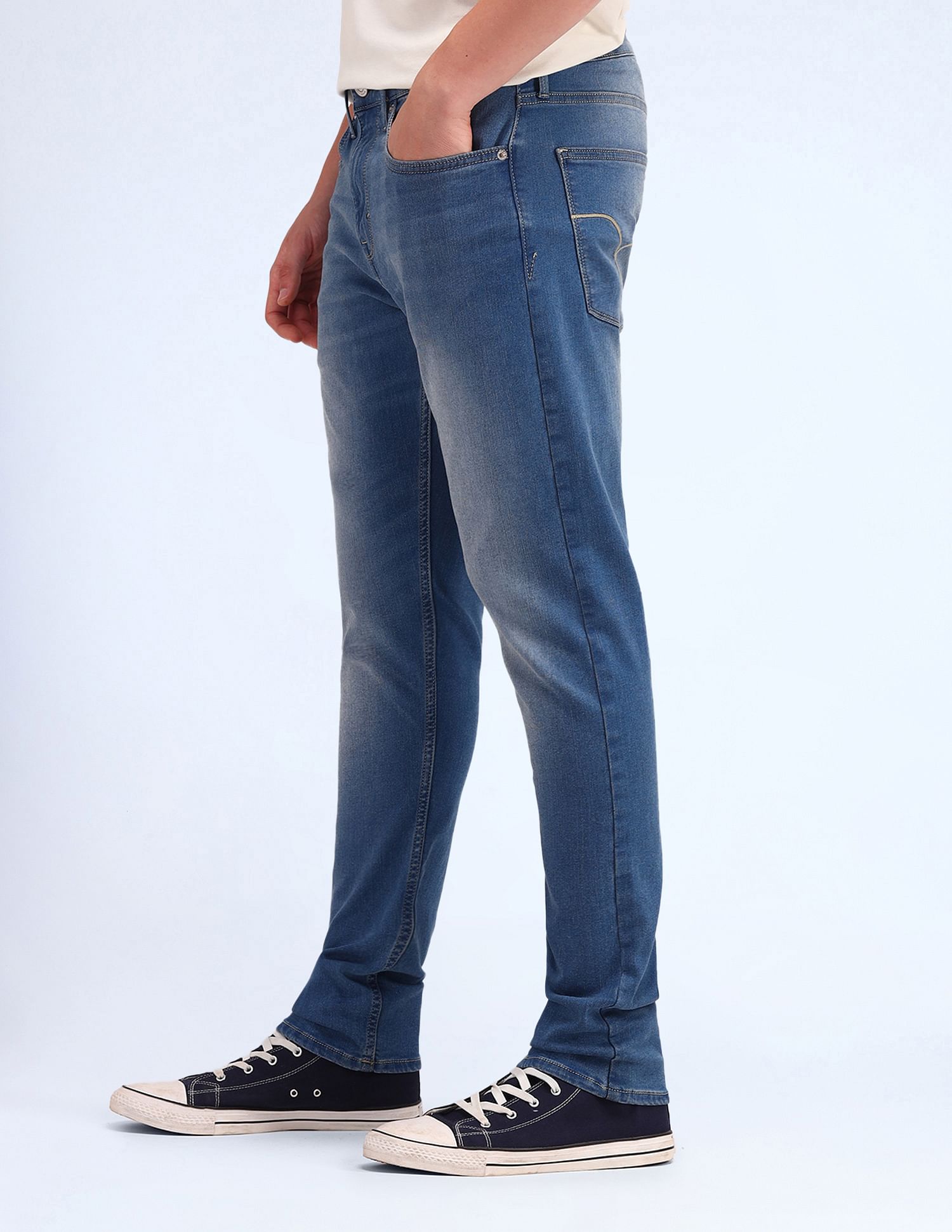Flying Machine Slash Slim Tapered Fit Blue Jeans