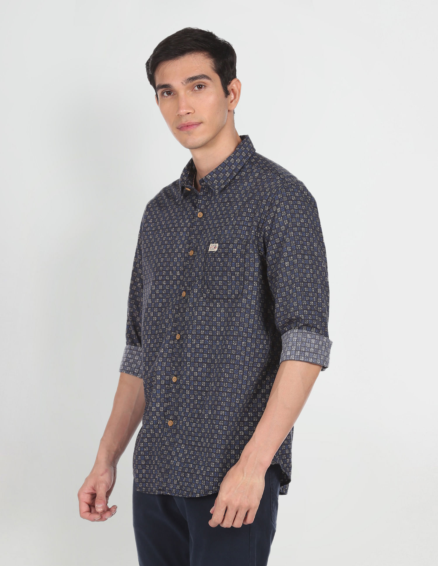 U.S. Polo Assn. Denim Co. Rounded Cuff Printed Casual Shirt