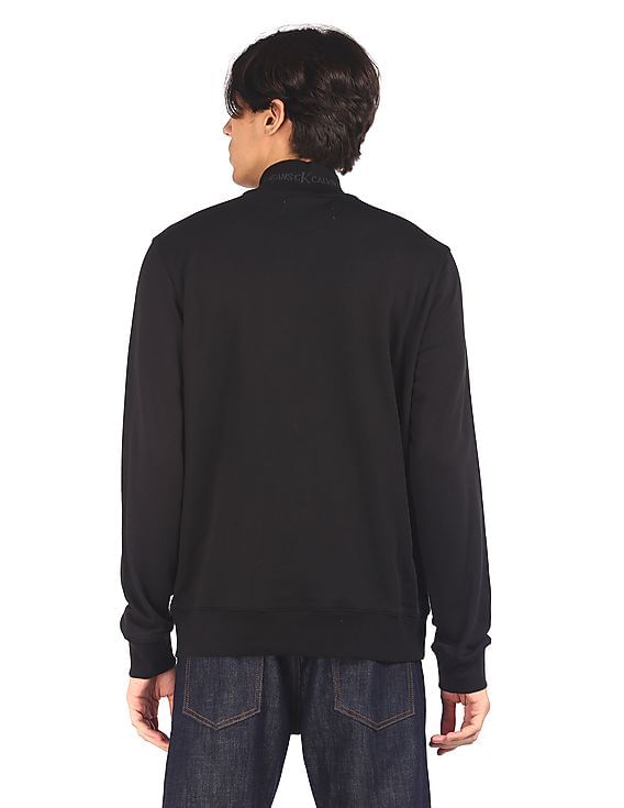 Buy Calvin Klein Men Black High Neck Half Zip Sweatshirt - NNNOW.com