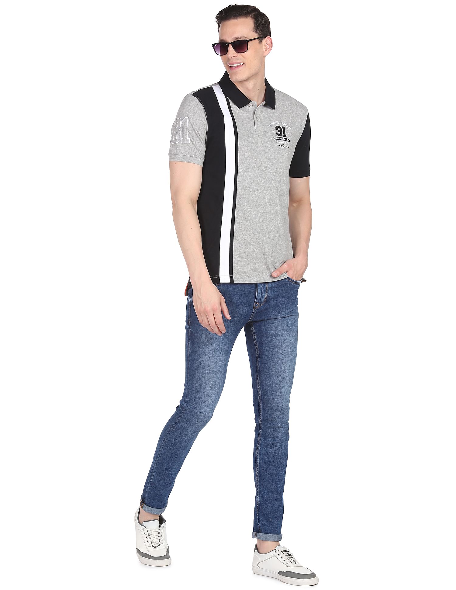 AD by Arvind Stone Wash Skinny Fit Stretch Jeans