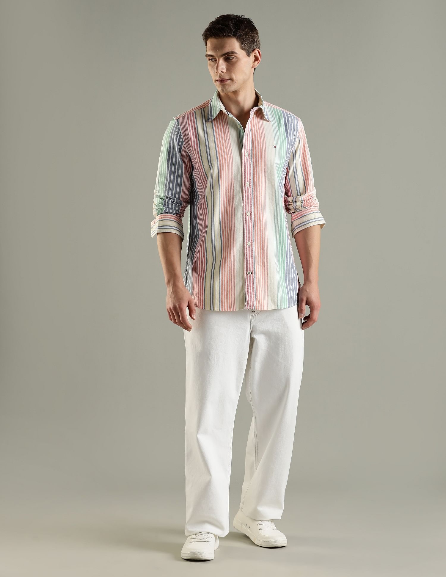 Tommy Hilfiger Striped Regular Fit Cotton Shirt