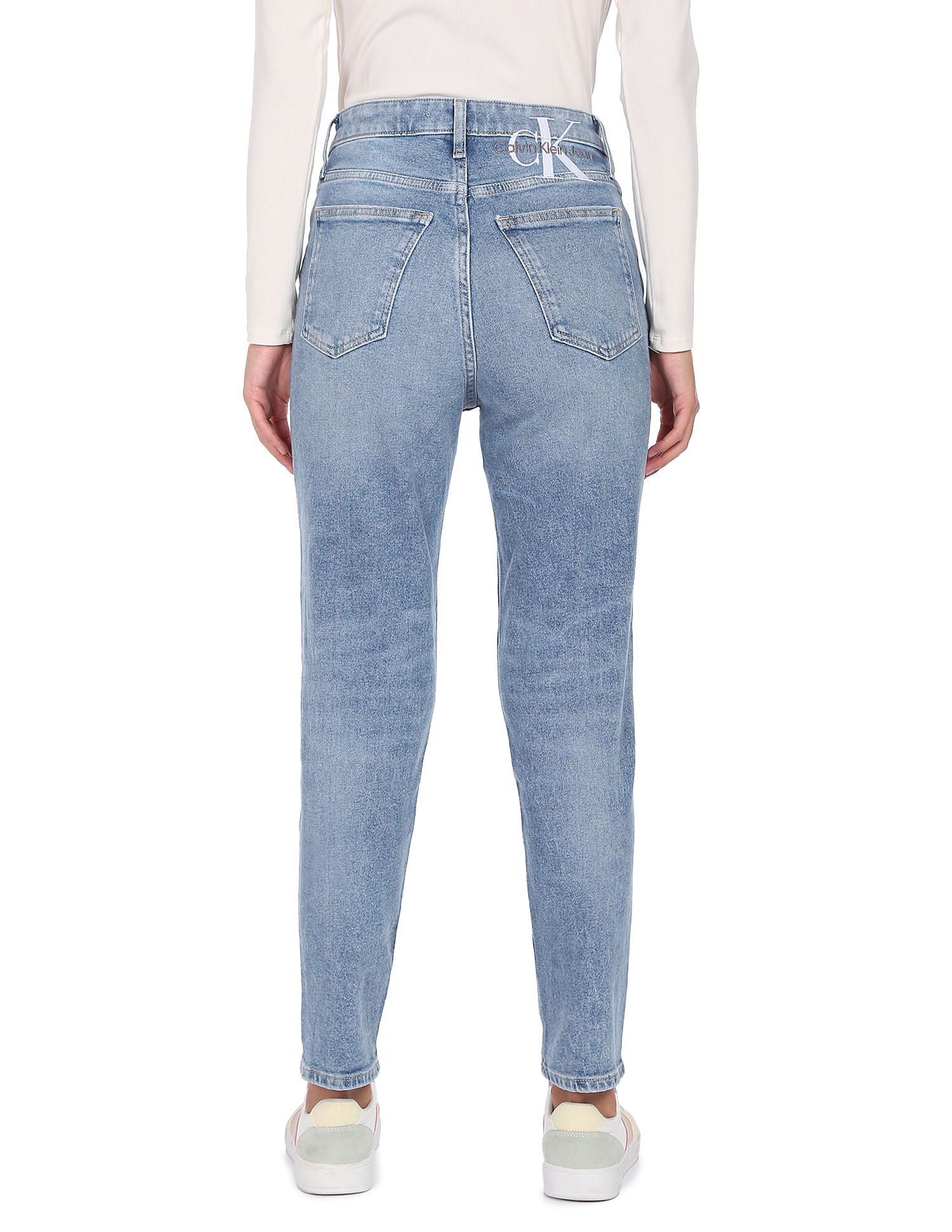 Calvin Klein Women Blue Mid Rise Mom Fit Jeans