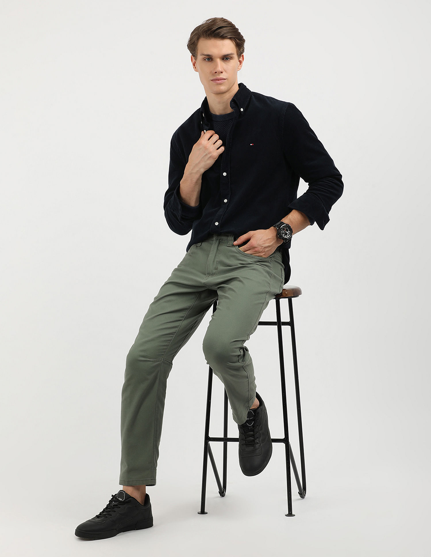 Tommy Hilfiger Solid Corduroy Regular Fit  Shirt