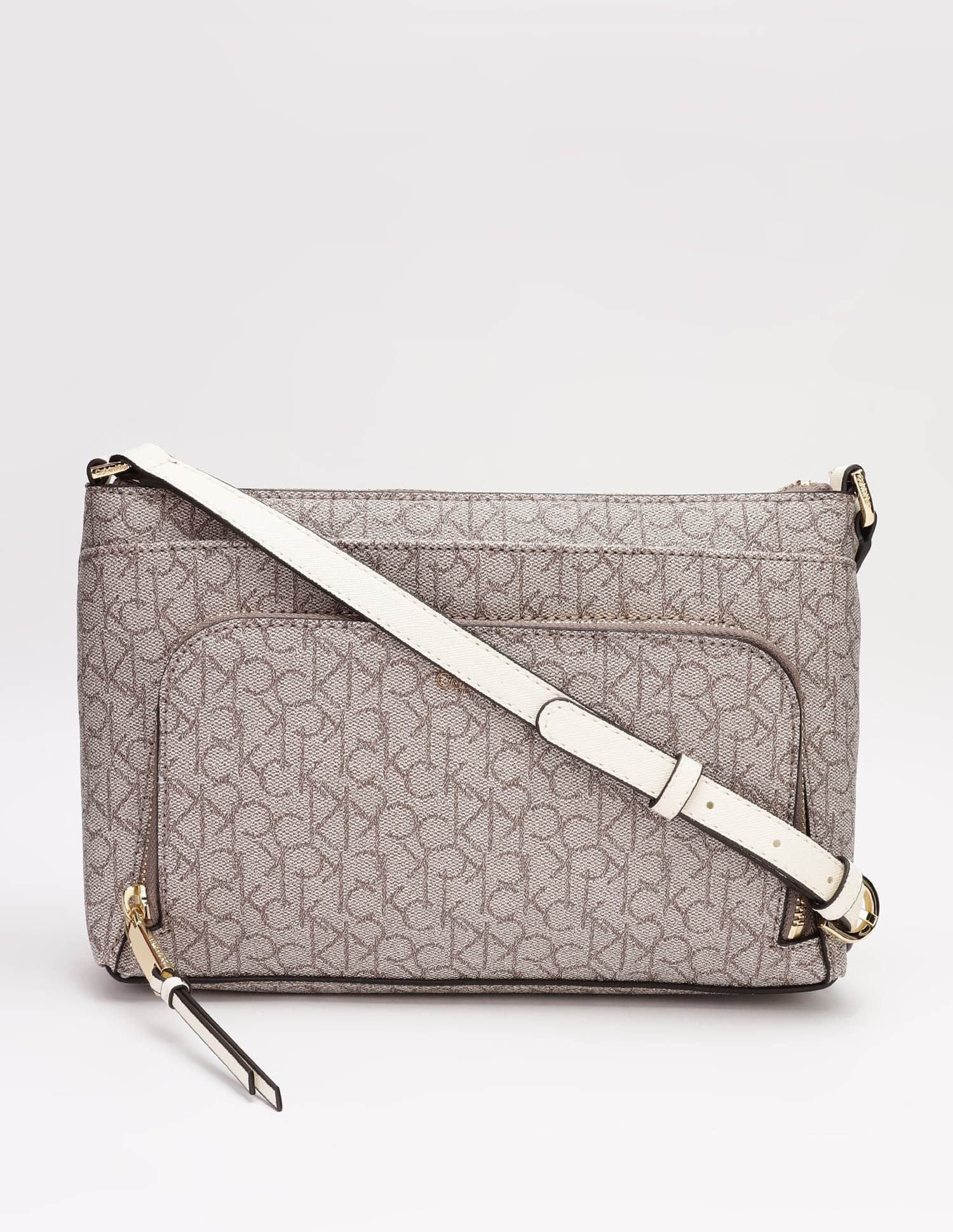 Buy Calvin Klein Logo Beige Pvc Crossbody Bag - Main Image