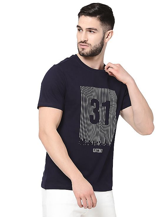 AD by Arvind Crew Neck Graphic Print T-Shirt