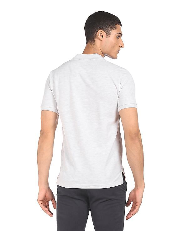 Aeropostale Men White Pique Solid Polo Shirt