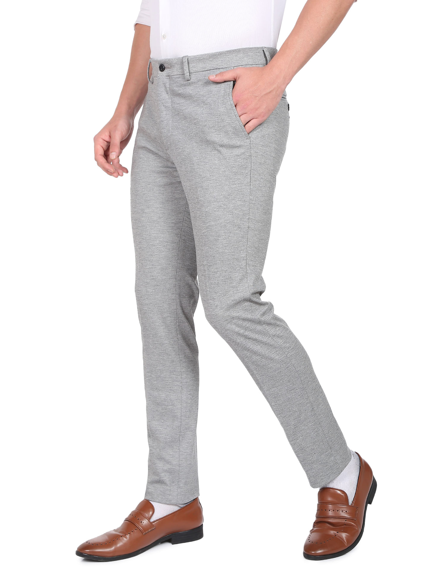Buy Arrow Sport Mens Solid Slim Fit Khaki Casual Trousers Online - Lulu  Hypermarket India