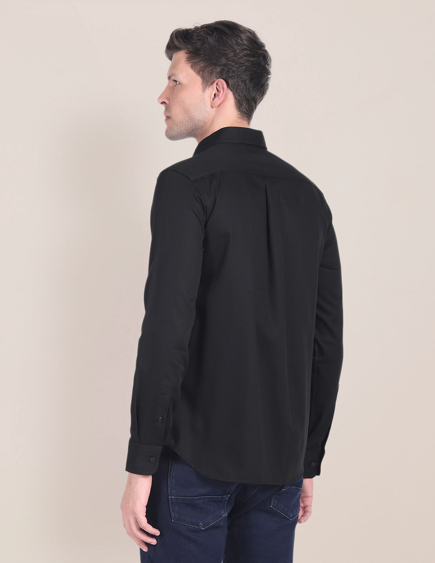 U.S. Polo Assn. Cutaway Collar Self Design Shirt