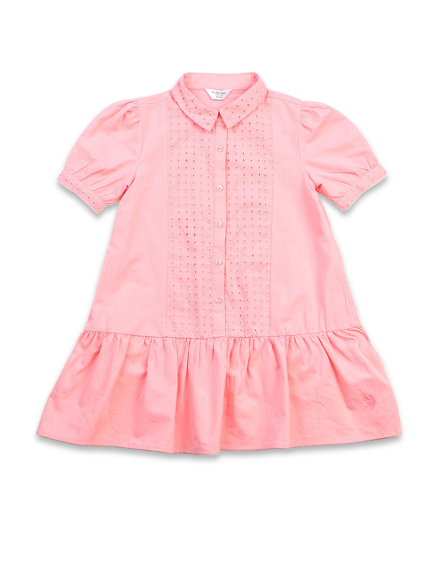 U.S. Polo Assn. Kids Girls Schiffli A-Line Mini Dress