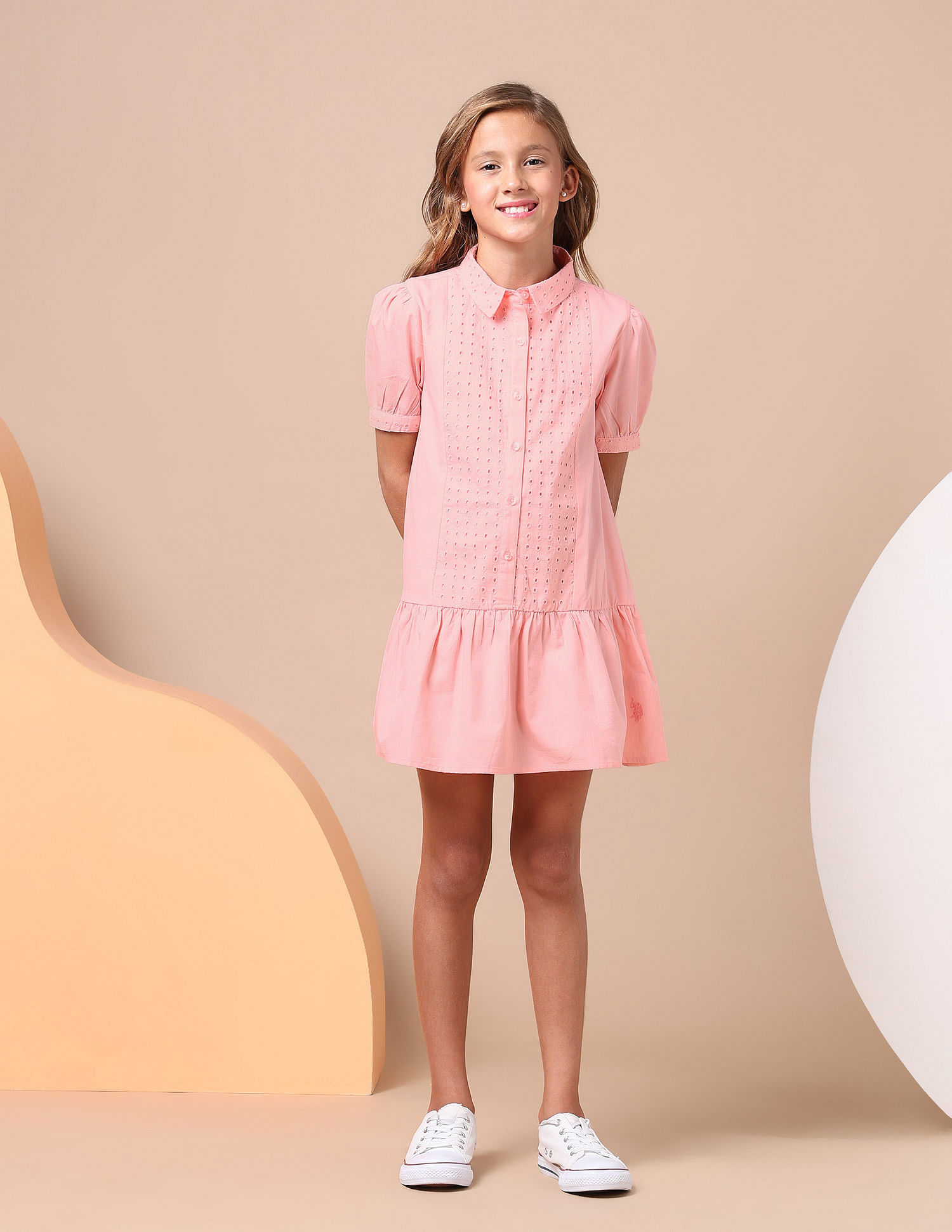 U.S. Polo Assn. Kids Girls Schiffli A-Line Mini Dress