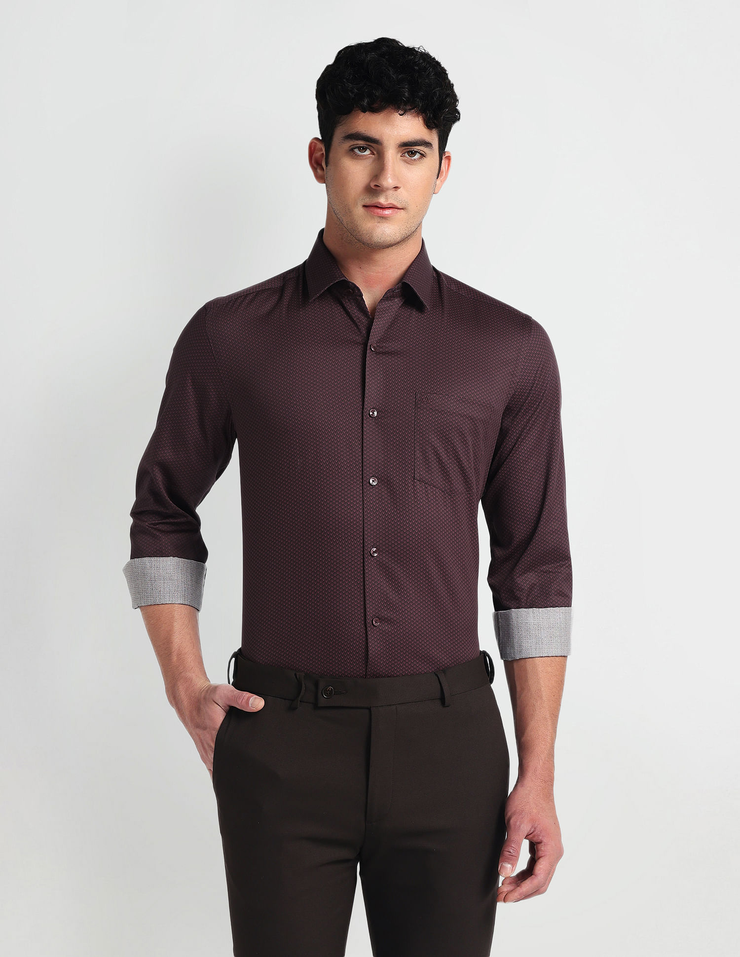 Arrow Manhattan Slim Fit Pattern Shirt