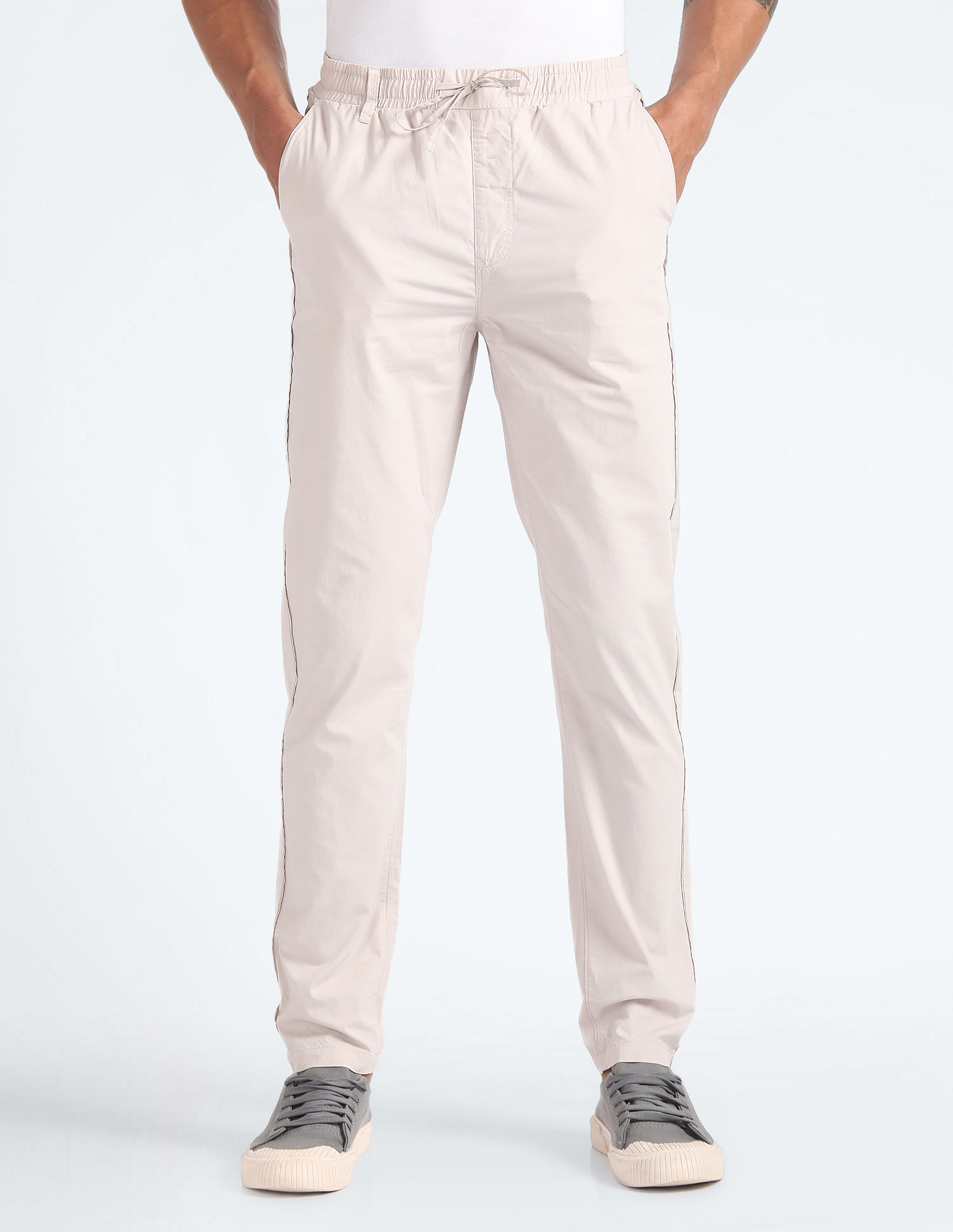Flying Machine Cotton Solid Trousers