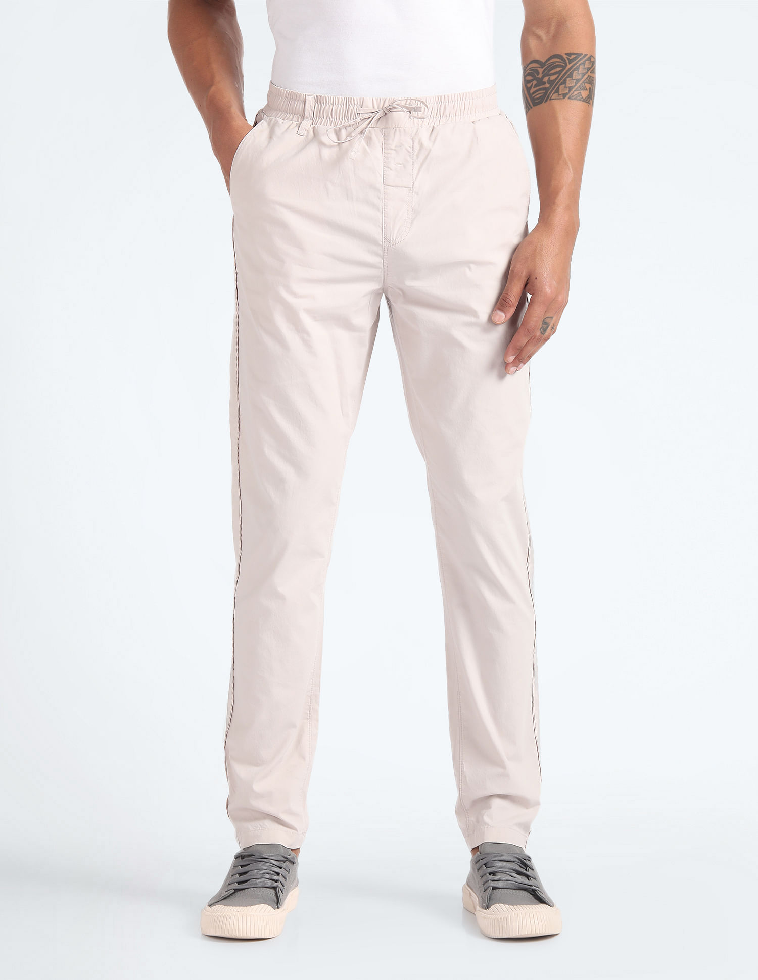 Flying Machine Cotton Solid Trousers