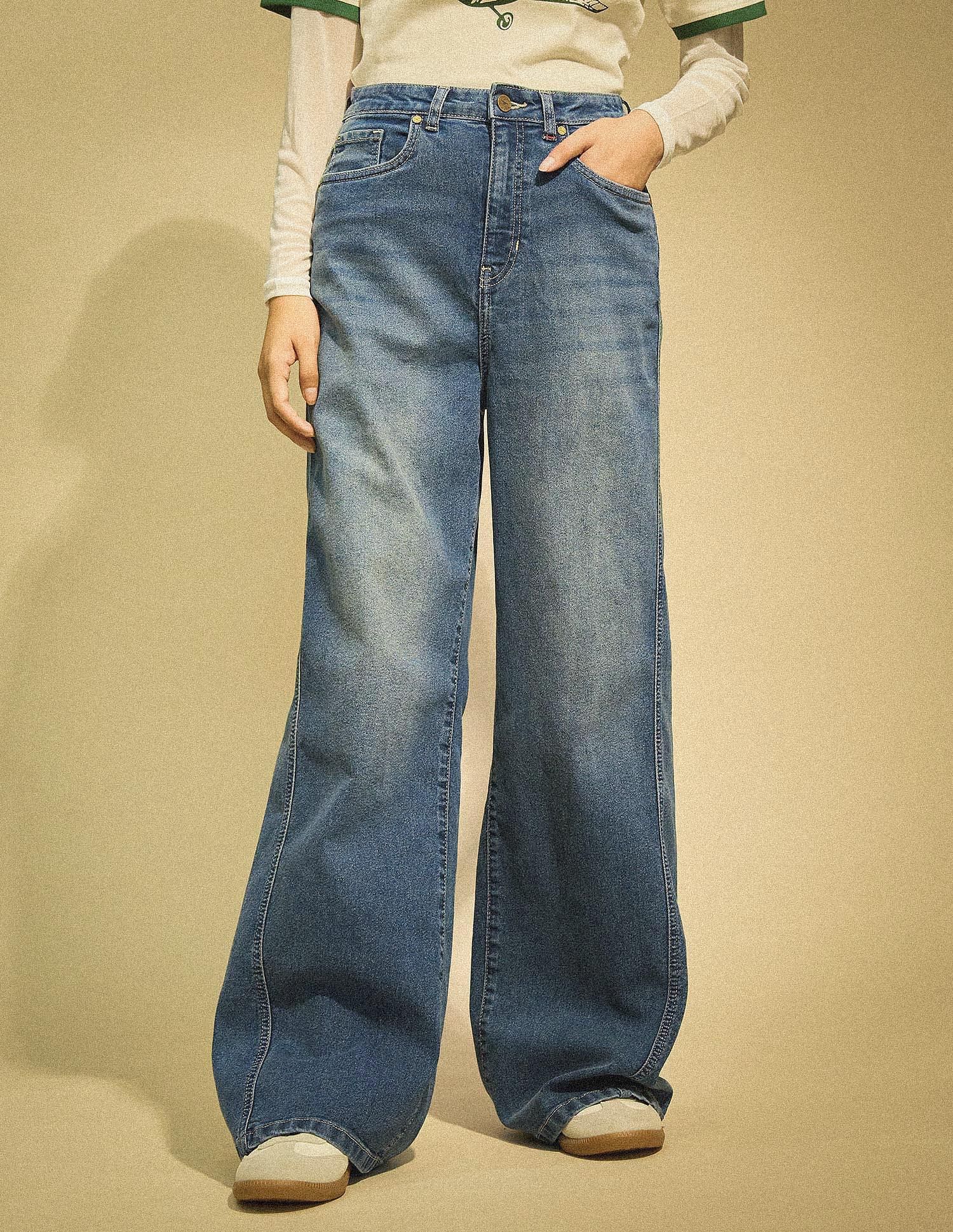 Flying Machine Women K-Street X High Rise Baggy Fit Tinted Jeans