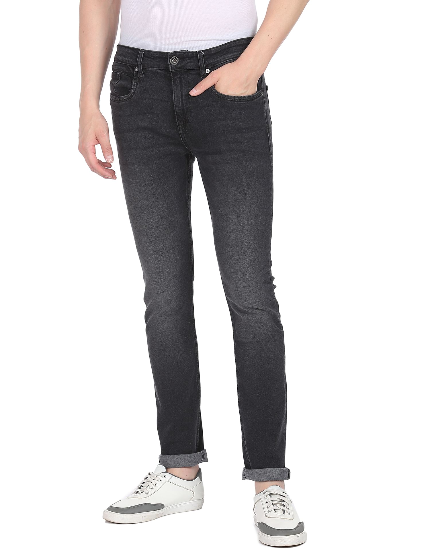 AD by Arvind Stone Wash Slim Fit Stretch Jeans