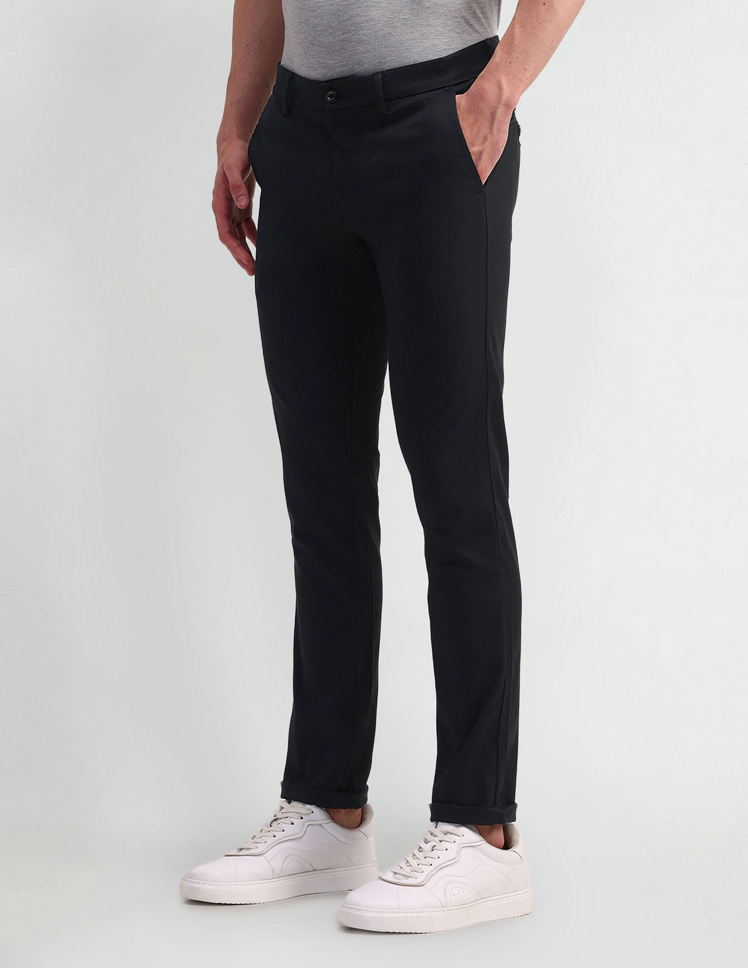 Arrow Sports Slim Fit Solid Trousers