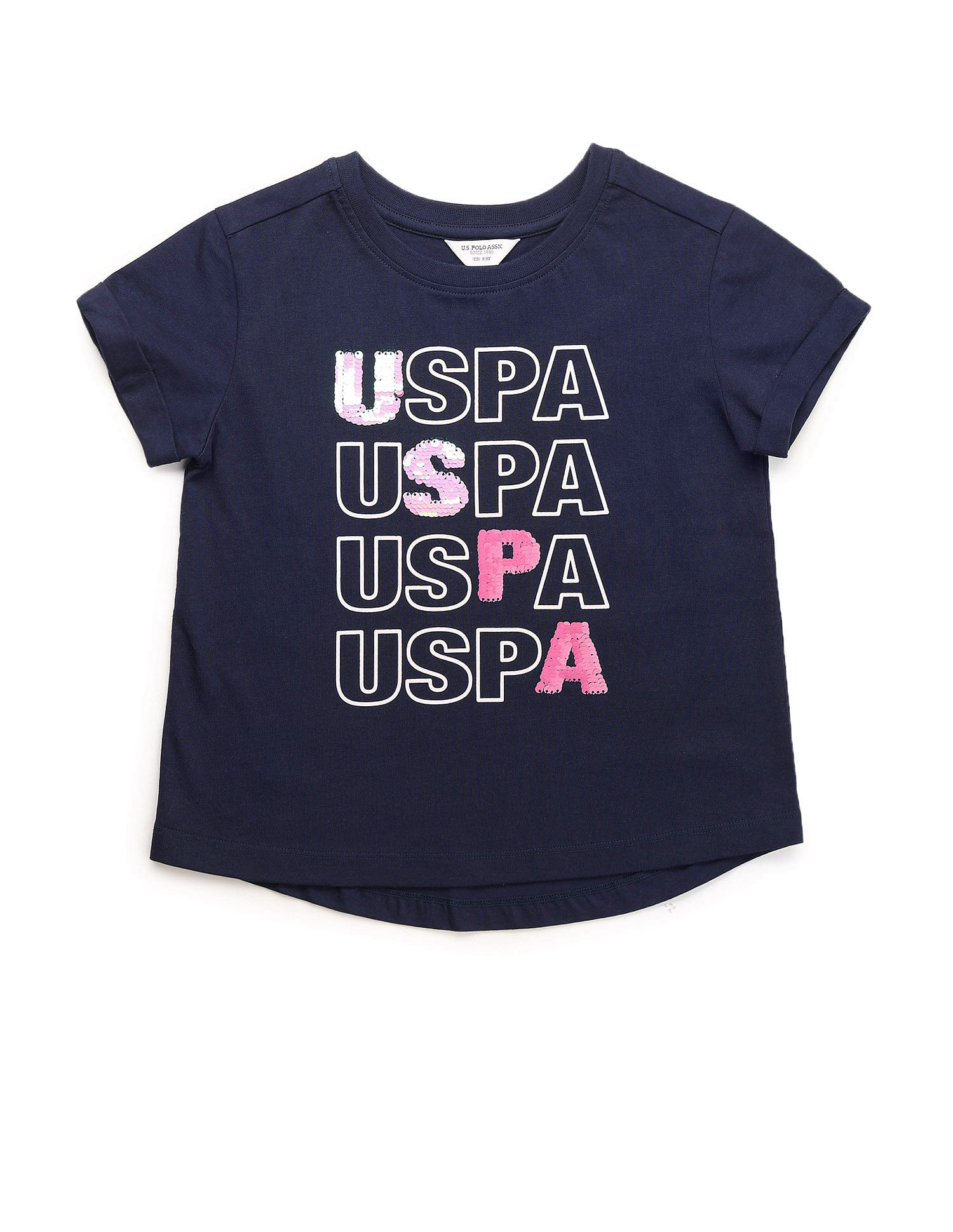 U.S. Polo Assn. Kids Girls Flip Sequins Relaxed Fit  T-Shirt