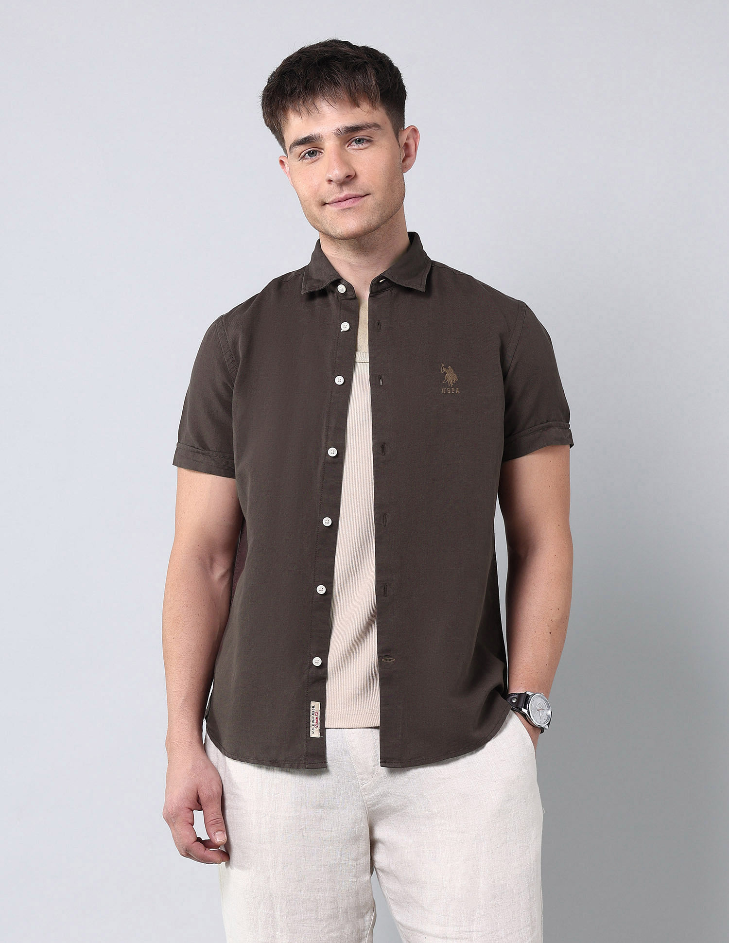 U.S. Polo Assn. Denim Co. Solid Regular Fit Poplin Shirt