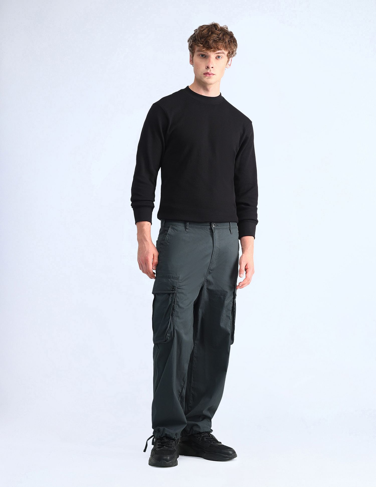 Flying Machine Mid Rise Relaxed Fit Trousers