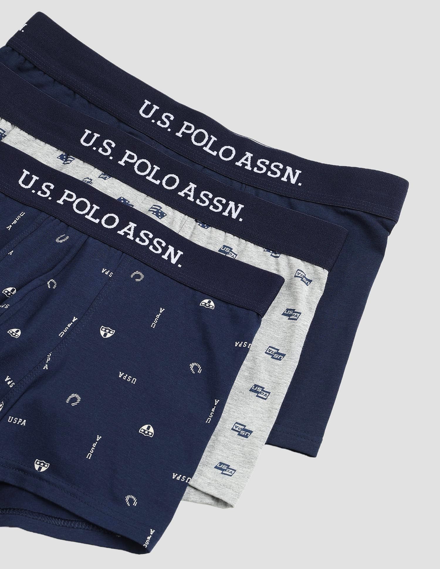 USPA Innerwear Anti Microbial Printed OET14 Trunks - Pack Of 3