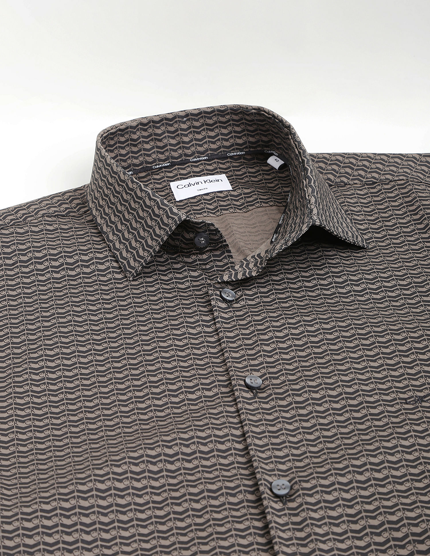 Calvin Klein Brand Print Poplin Shirt