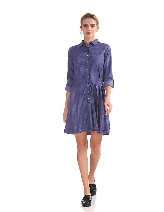 U.S. Polo Assn. Women Viscose Geometric Print Shirt Dress