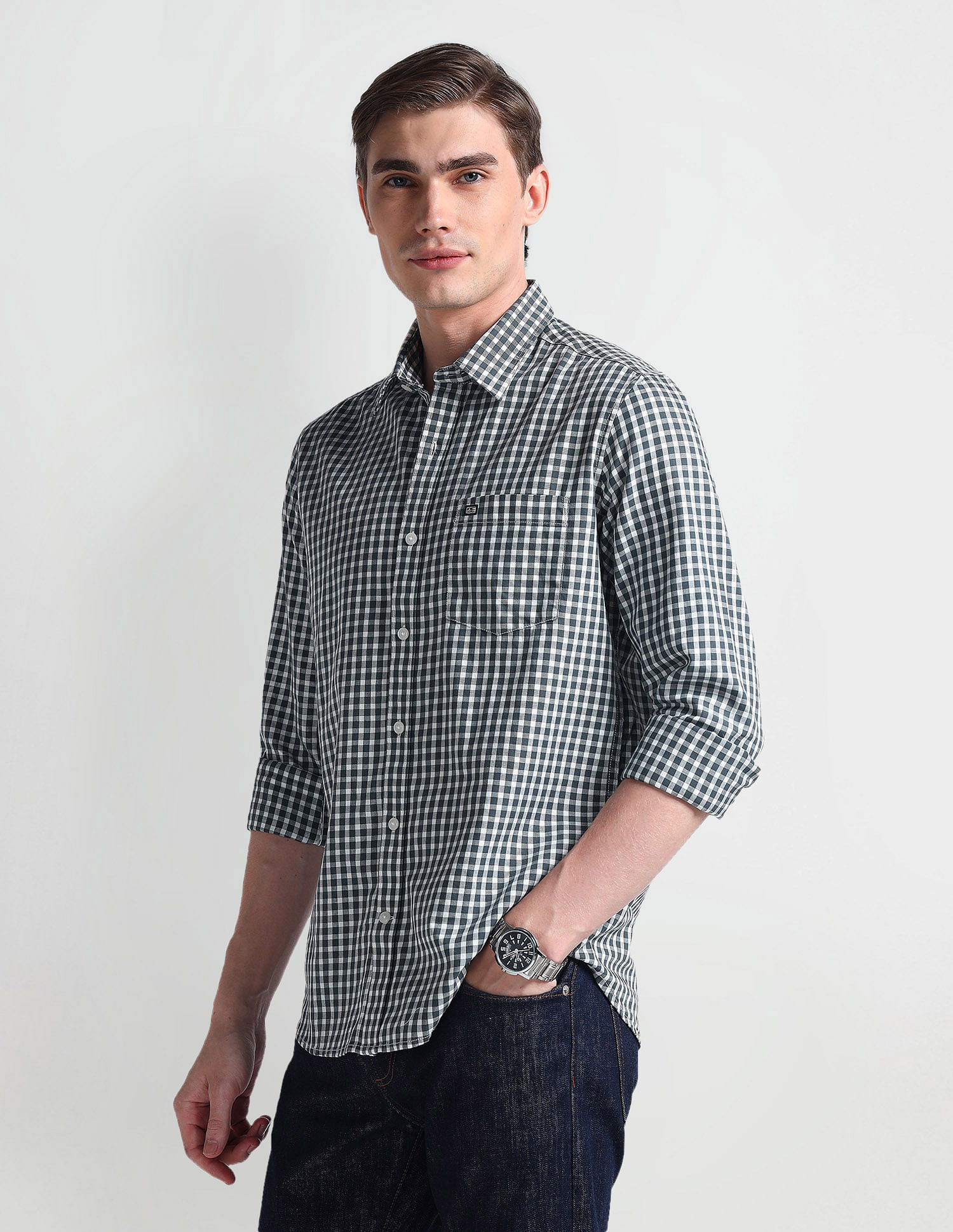 Arrow Sport Gingham Check Cotton Shirt