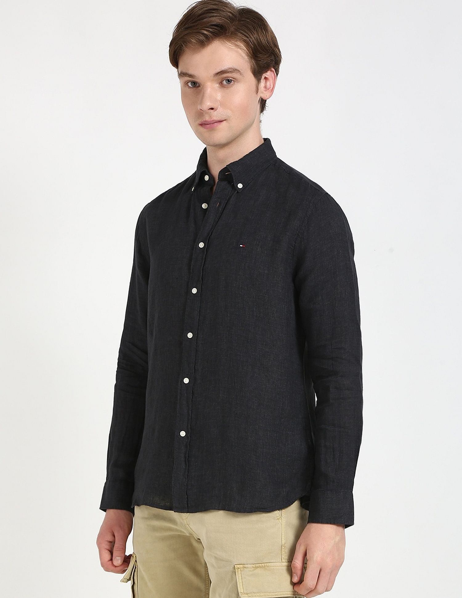 Tommy Hilfiger Solid Regular-Fit Linen Shirt