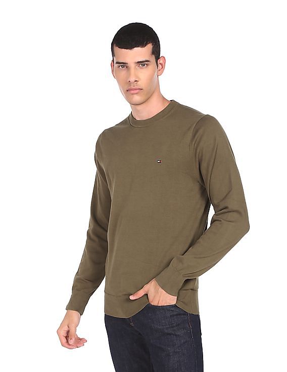 Olive Cotton Sweater  Long Staple Organic Cotton - ASKET