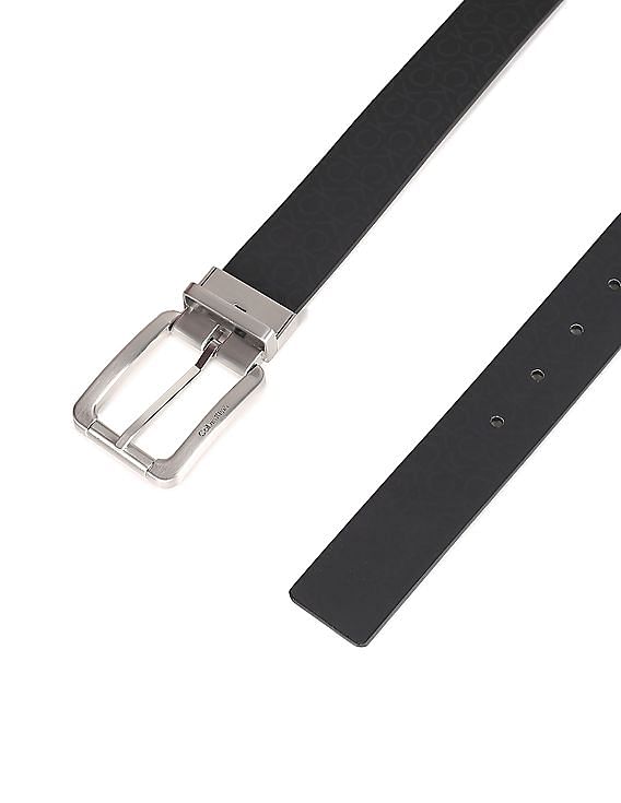 Calvin Klein Monogram Logo Plaque Reversible Belt in White