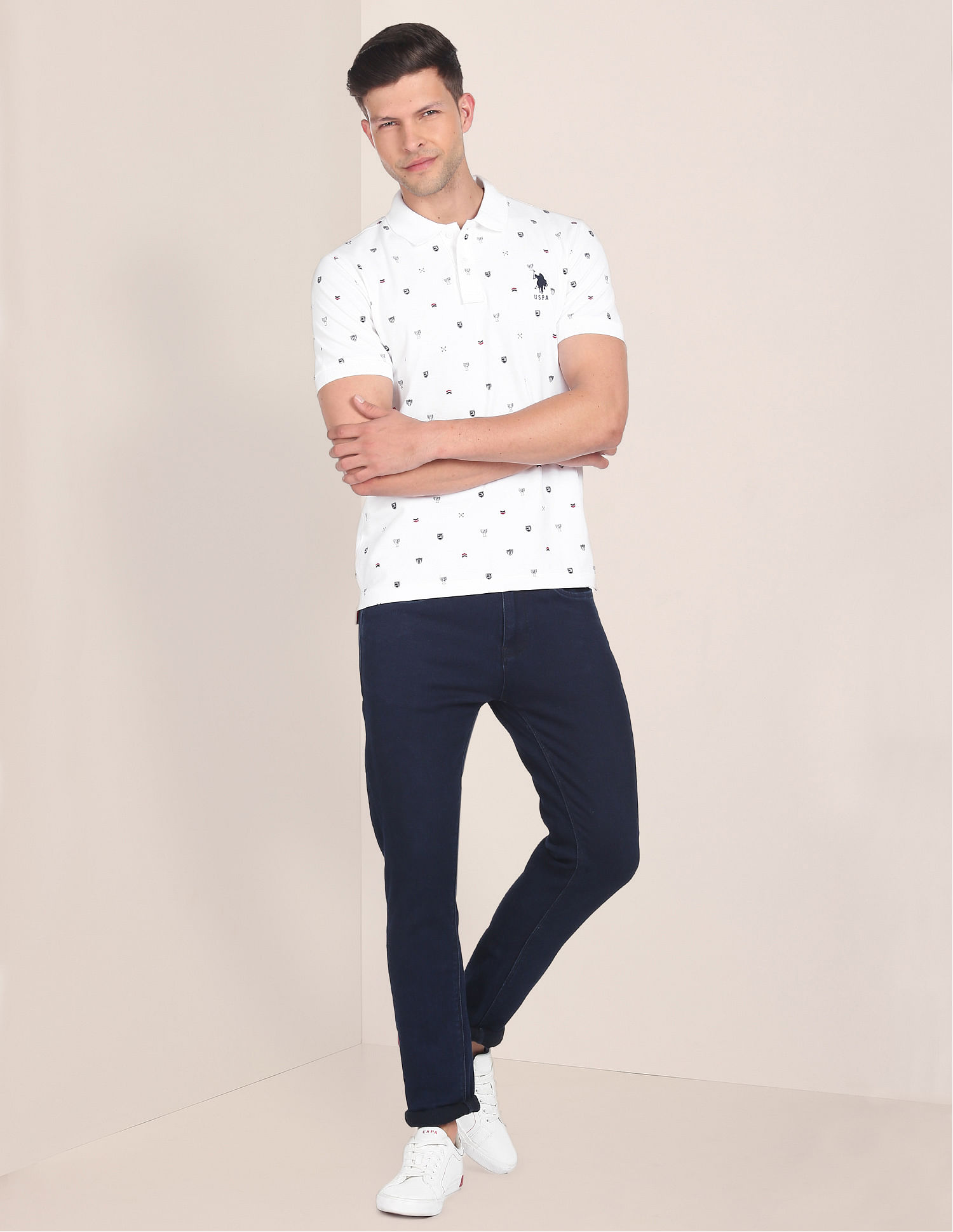 U.S. Polo Assn. Monogram Print Cotton Polo Shirt