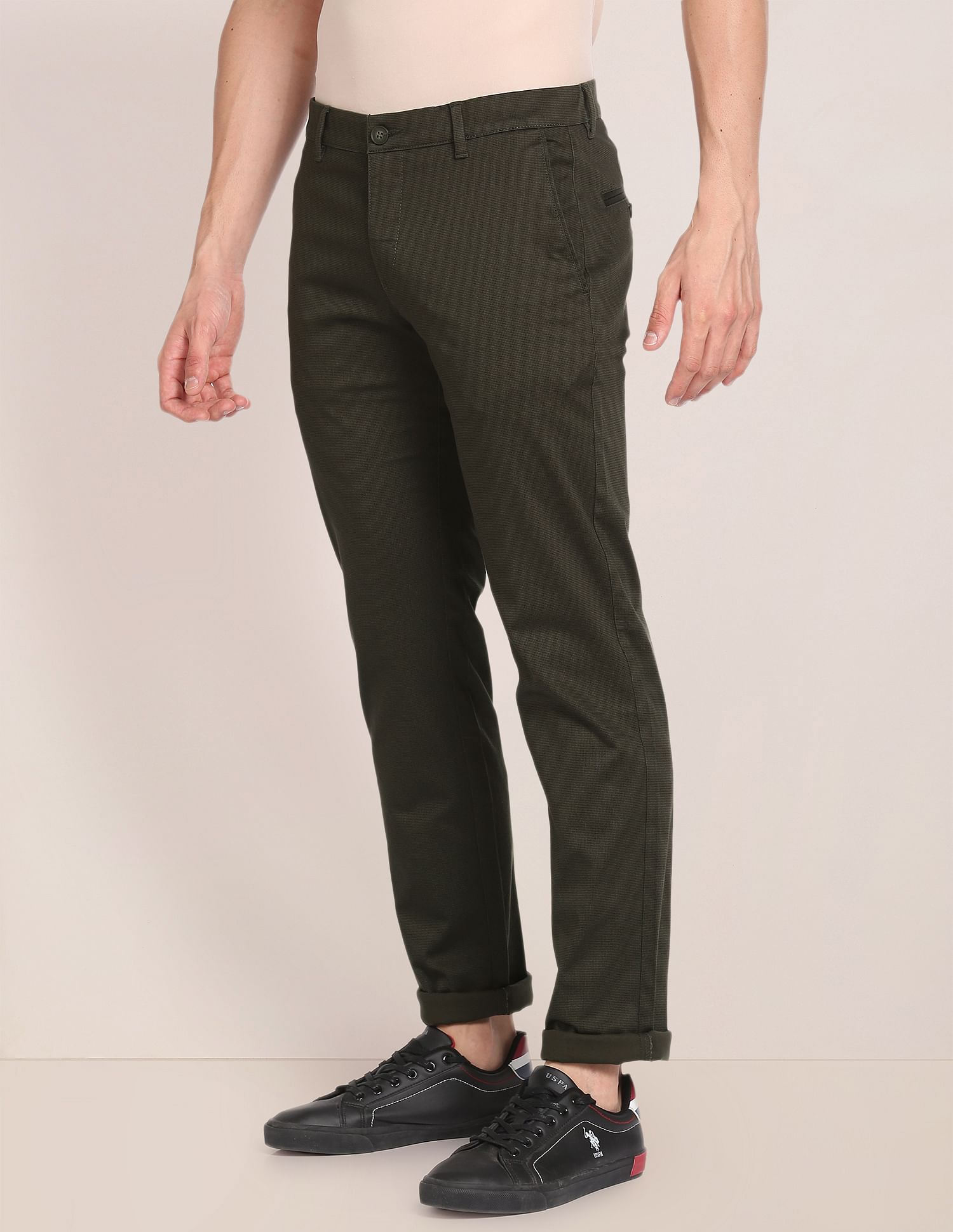 U.S. Polo Assn. Denver Slim Fit Cotton Stretch Printed Signature Trousers