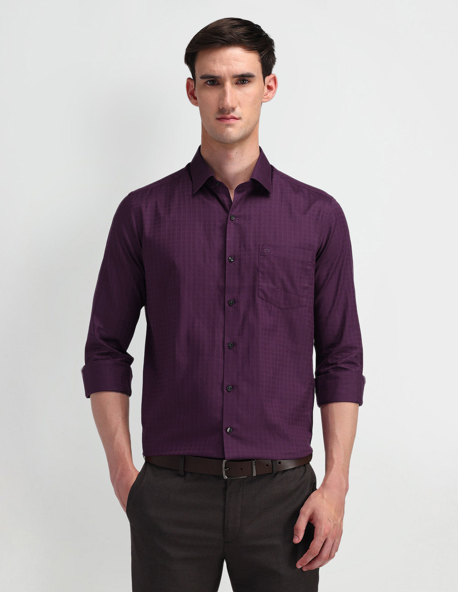 Arrow Manhattan Slim Fit Windowpane Checked Shirt