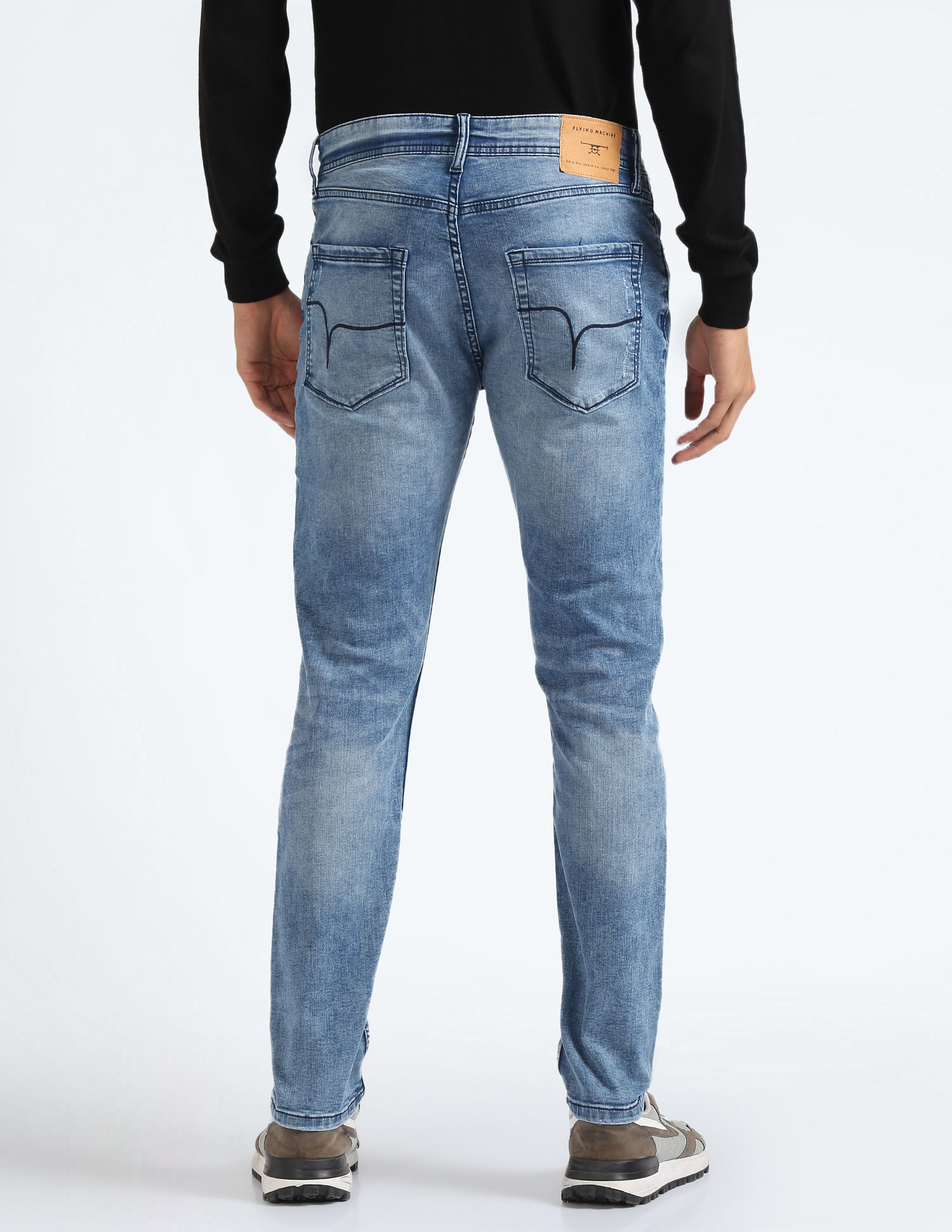 Flying Machine Slash Slim Tapered Fit Jeans