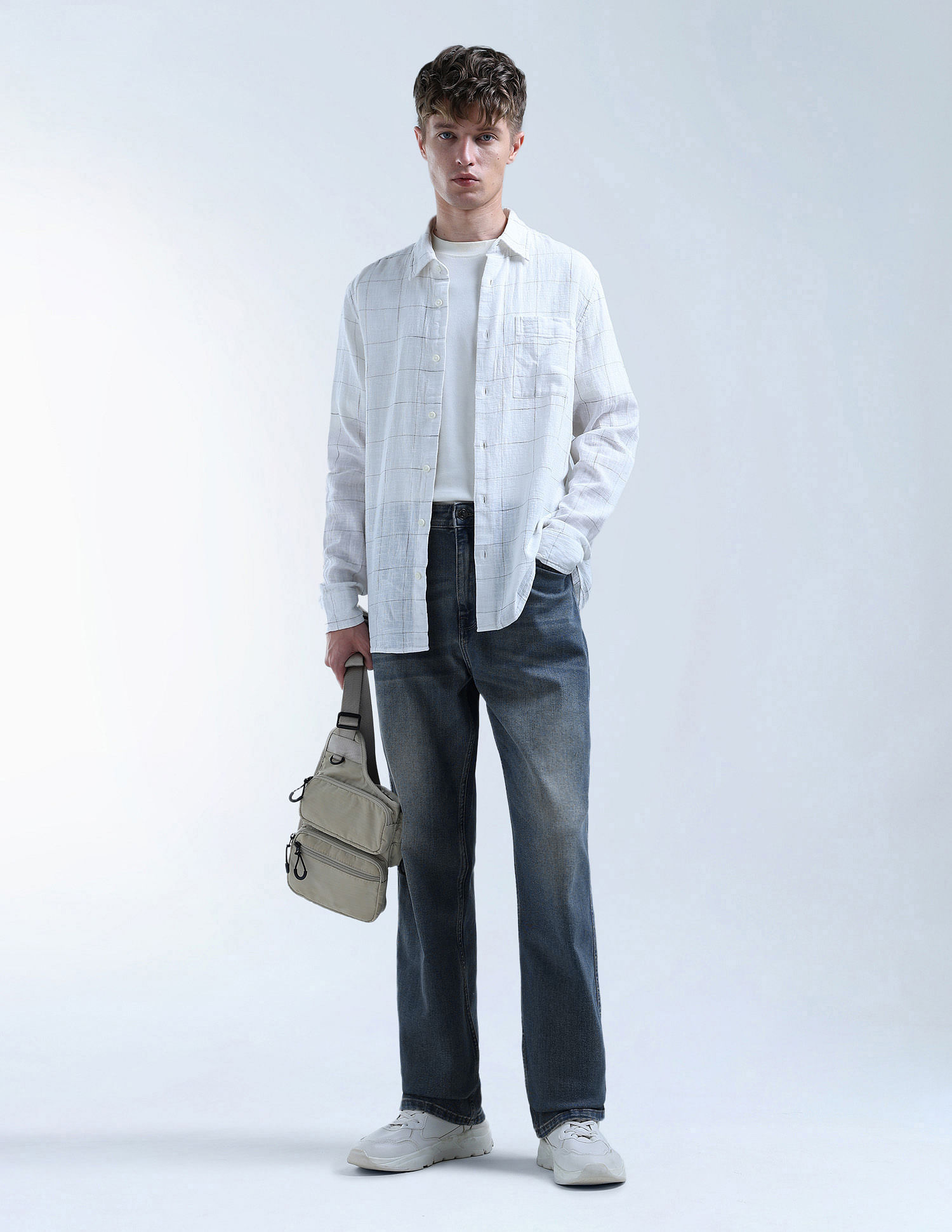 Flying Machine Cobain Loose Fit Whiskered Jeans