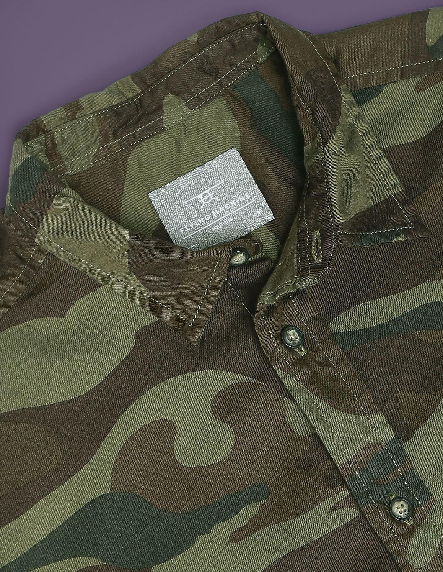 Flying Machine Camouflage Print Slim Fit Shirt