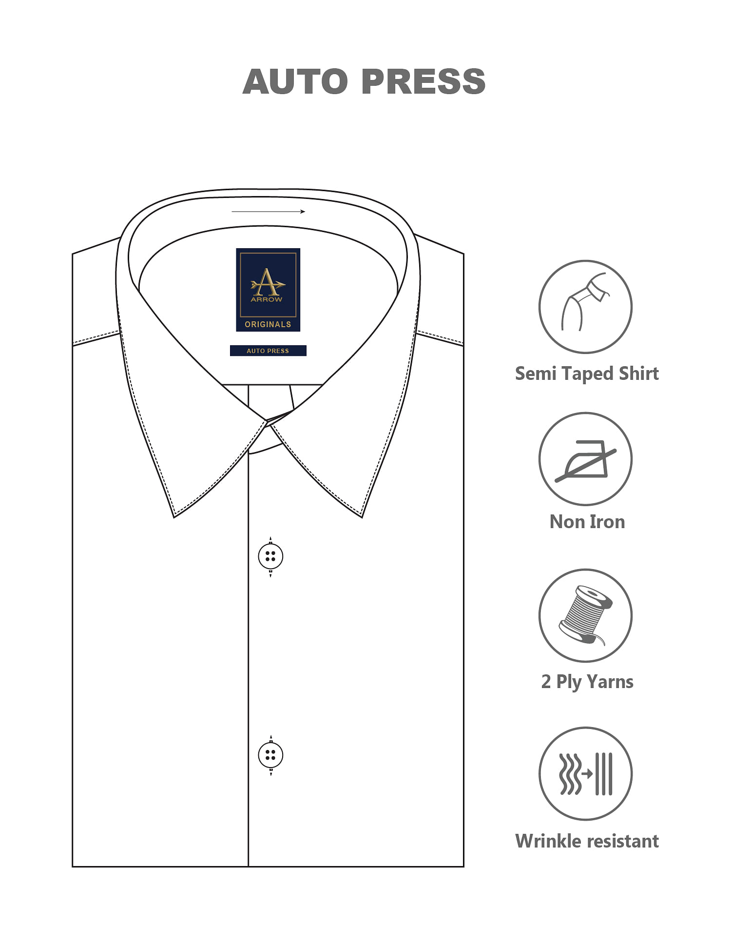 Arrow Windowpane Check Auto Press Shirt