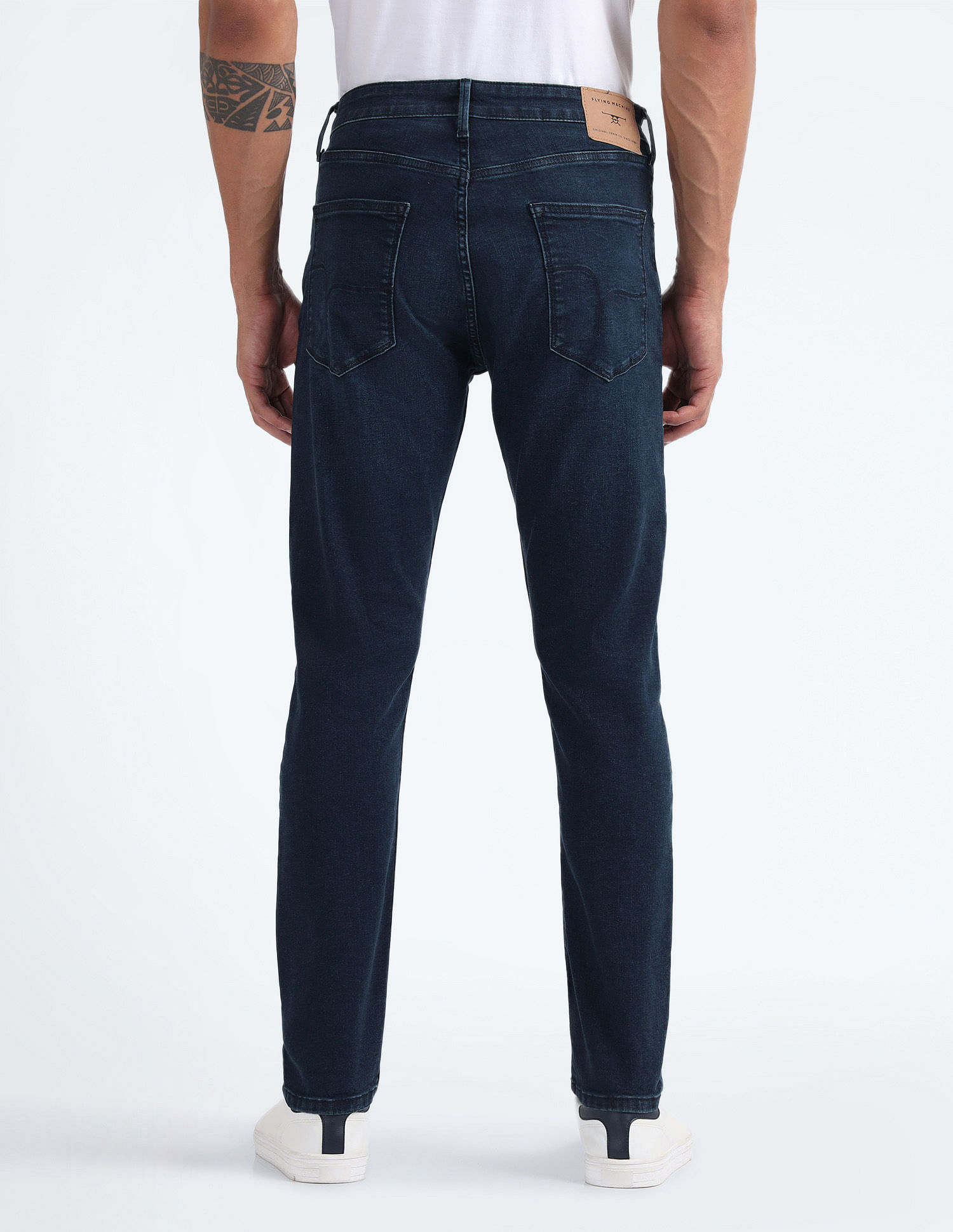 Flying Machine Mid Rise Slash Slim Tapered Jeans