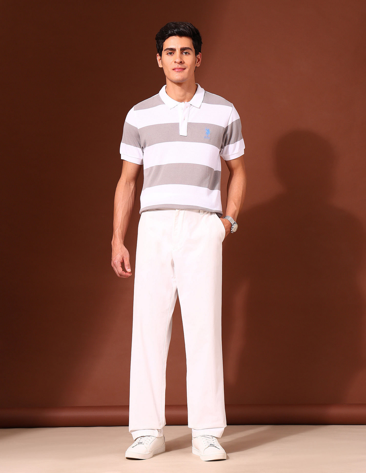 U.S. Polo Assn. Horizontal Striped Working Holiday Polo Shirt