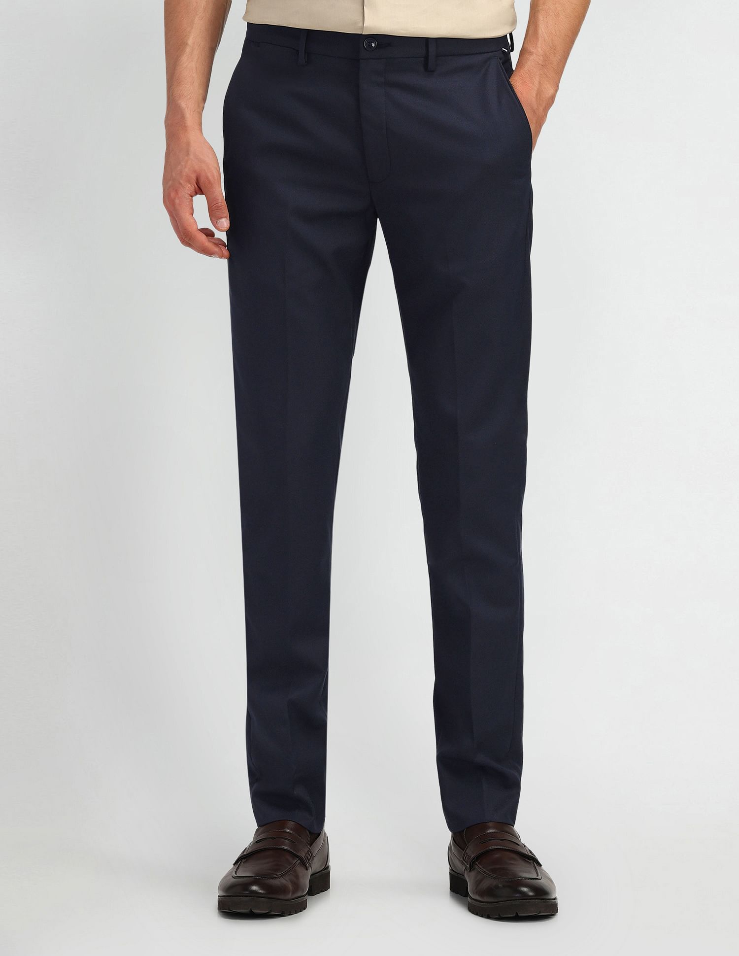 Arrow Newyork Slim Fit Solid Trousers