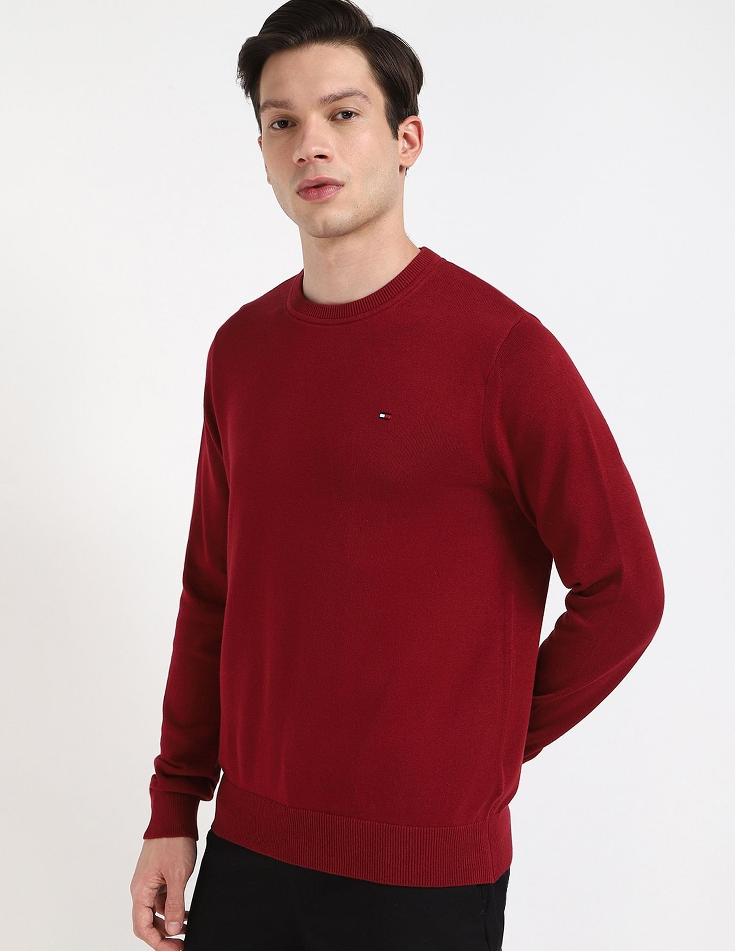 Tommy Hilfiger Solid Regular-Fit Cotton Sweater