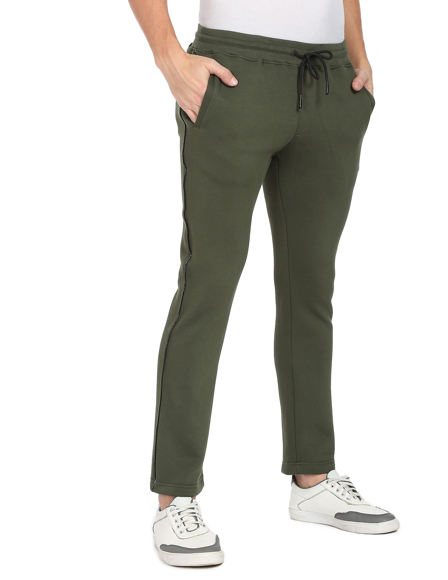 Buy Men's Green Brand Logo Printed Slim Fit Track Pants Online at Bewakoof