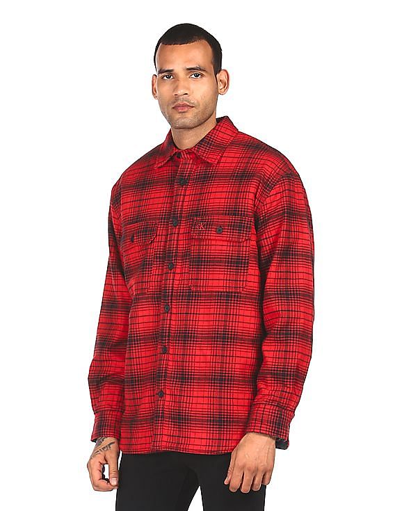 Calvin klein discount men's flannel shirt