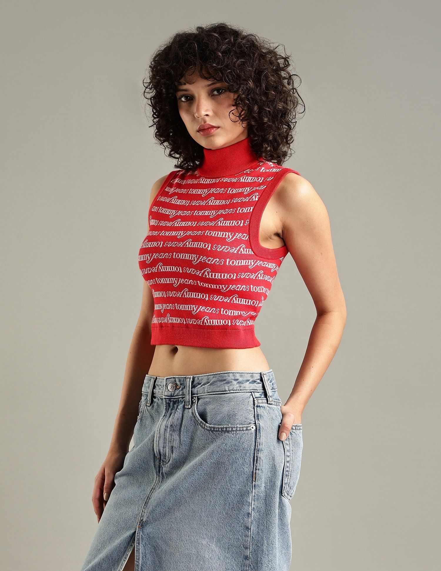 Tommy Hilfiger Regular-Fit Cotton High-Neck Crop Top