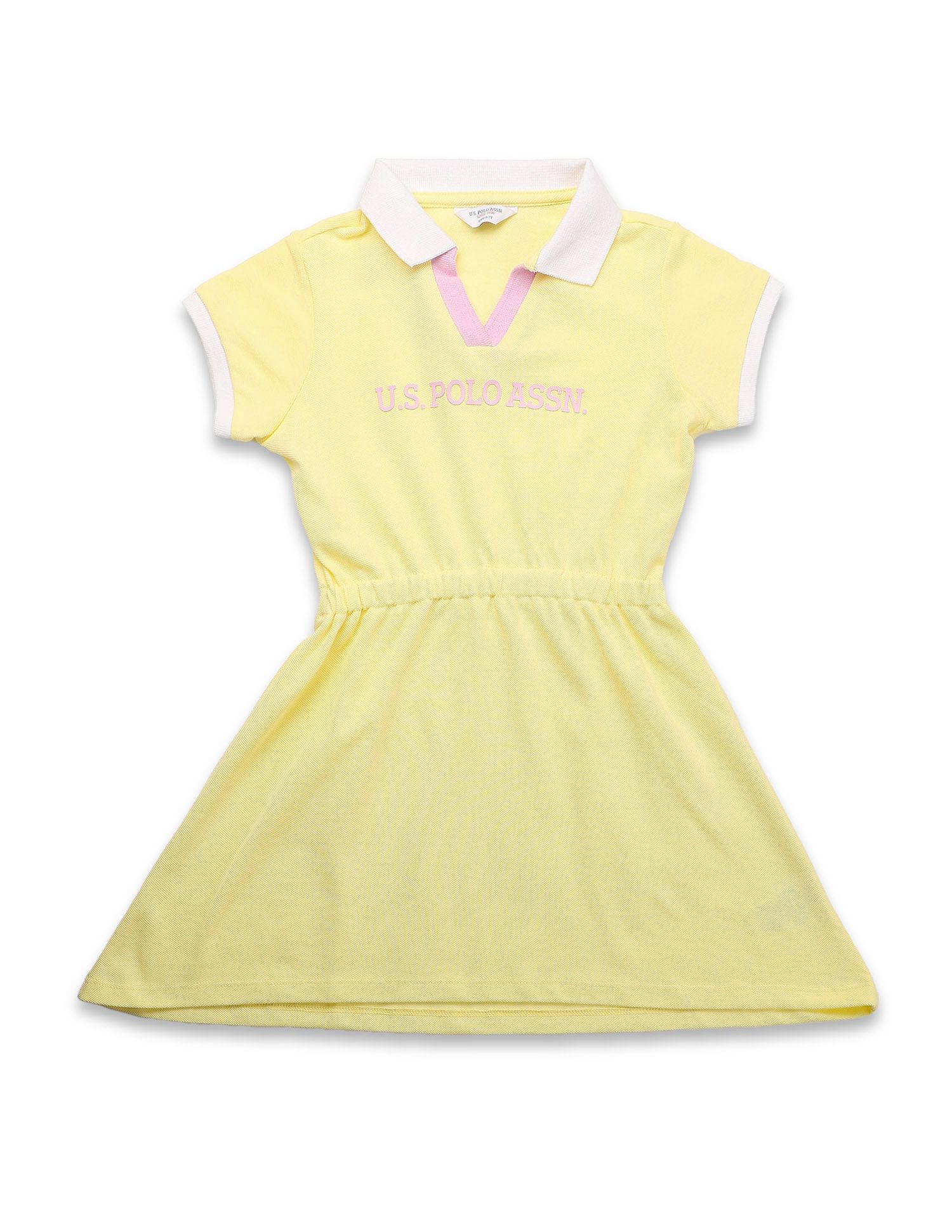 U.S. Polo Assn. Kids Girls Brand Printed Polo Dress
