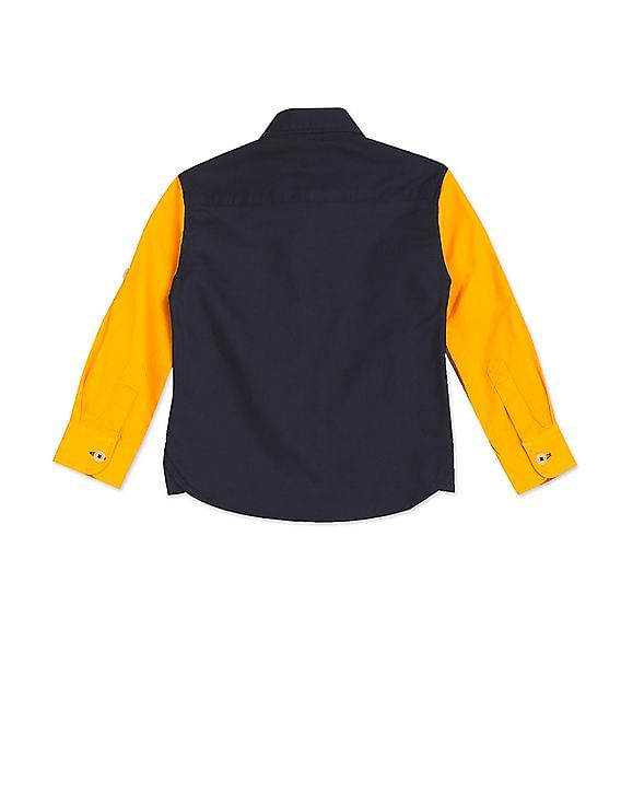 U.S. Polo Assn. Kids Boys Rounded Cuff Colour Block Shirt