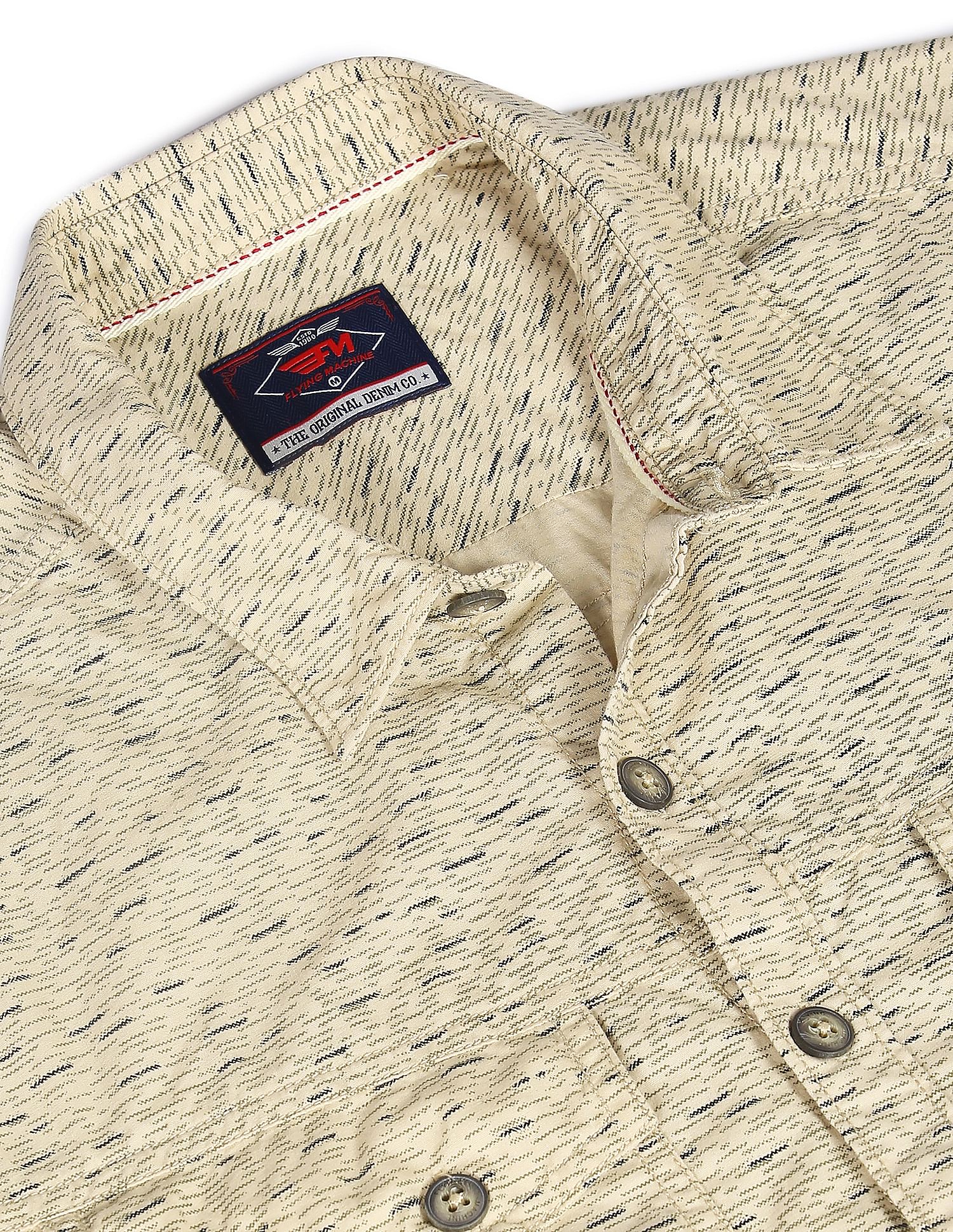 Flying Machine Double Patch Pocket Abstract Print Shirt