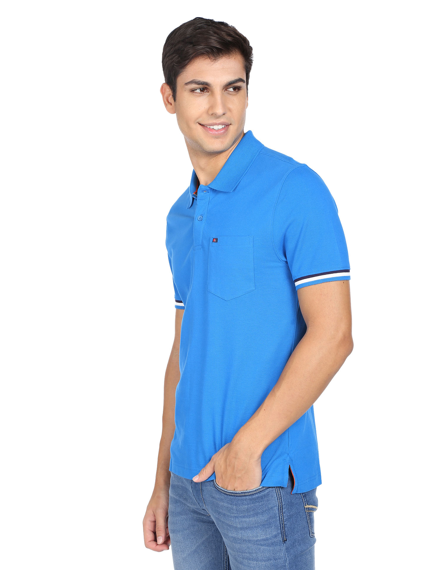 AD by Arvind Modern Solid Pique Polo Shirt